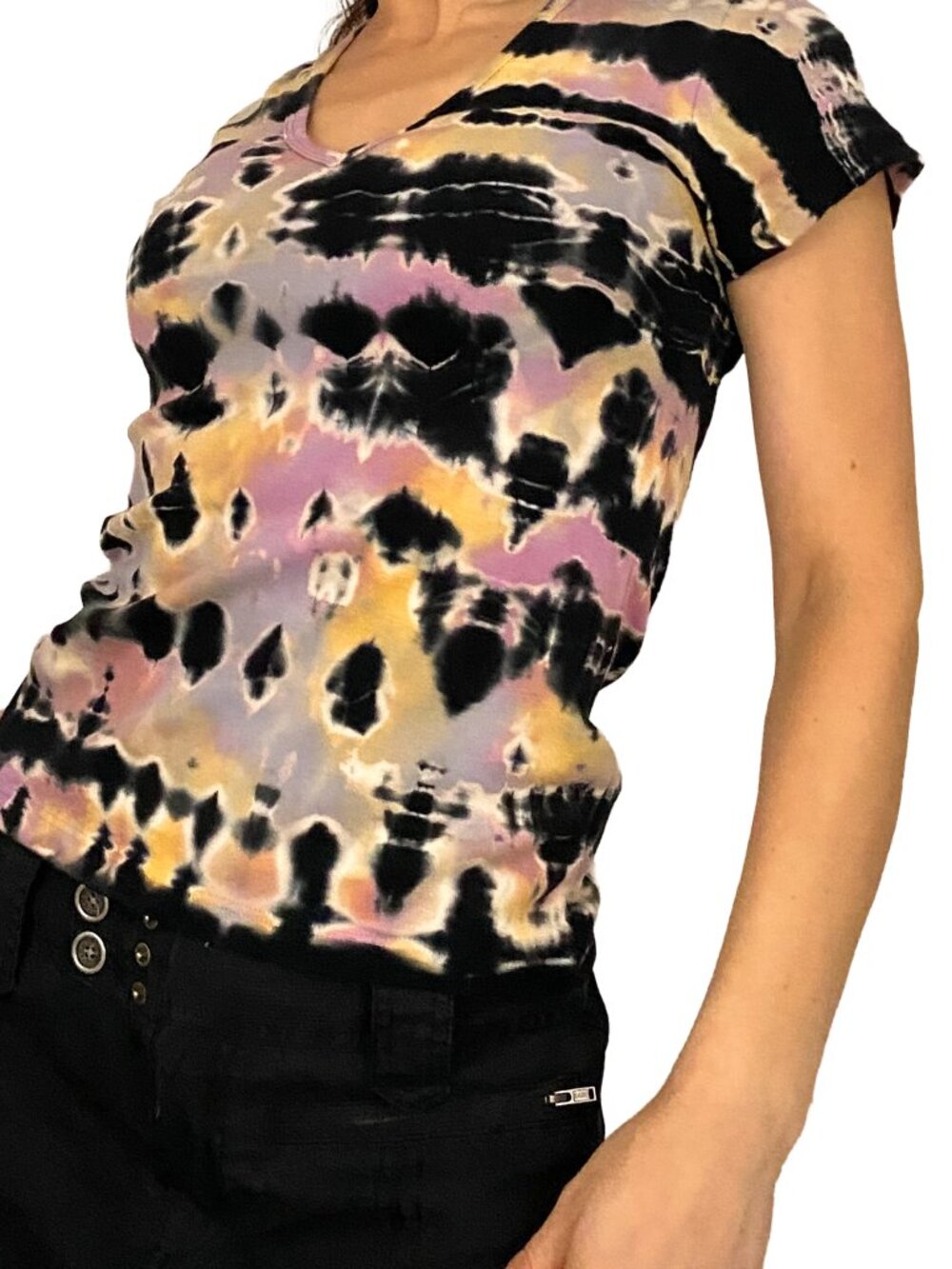 Grungy tie dye v neck soft cotton tee by Gilma